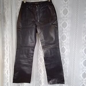 SALE BY VTG, NEW YORK&COMPANY WOMEN LEATHER 100% MOTORCYCLE NY JEANS SIZE 8